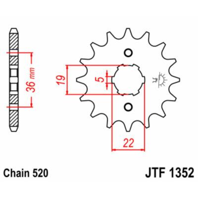 Pignon JT SPROCKETS acier standard 1352 - 520 - HONDA TRX250 ATC200X