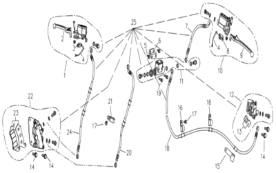 Maitre cylindre droit complet 125 BESBI NEW MODEL 