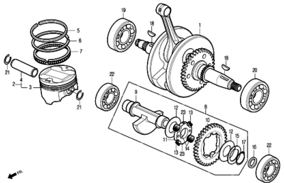Vilbrequin et piston 125 ROADSPORT