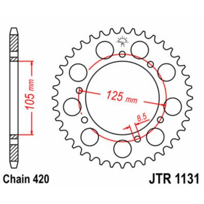 Couronne JT SPROCKETS acier standard JTR1131 53 DTS