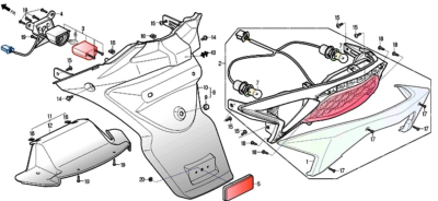Cabochon de Feu arrière 125 S3 TOURING EURO4