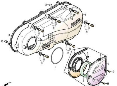 Couvre carter gauche 125 S3 TOURING EURO4