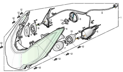 Optique de phare 125 S3 TOURING EURO4