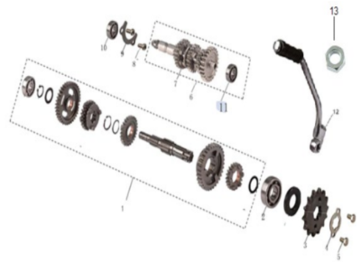 Arbre secondaire de boite 125 SIRIO EURO4 