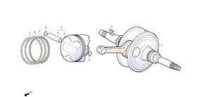 Vilbrequin et piston DAELIM S3 TOURING